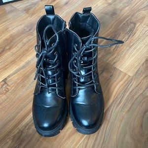 Krista Horton w/ Pink Lily girls combat boots